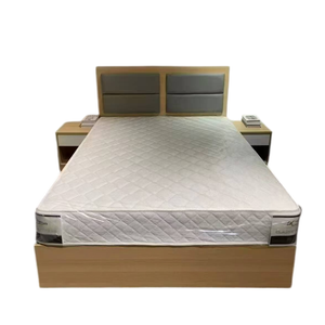 Panel hotel guest room beds, upholstered headboards, panel bed frames, matching bedside tables, upholstered beds, express hotel beds, unit rest room beds, business hotel beds, motel beds