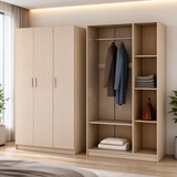 Commercial panel three-door wardrobe, clothing hanging area + multi-tier shelf wardrobe, apartment wardrobe, hotel wardrobe, dormitory wardrobe, inn wardrobe, motel wardrobe